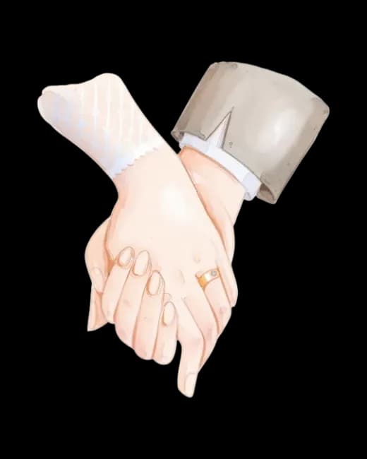 Two clasped hands representing spouses working together