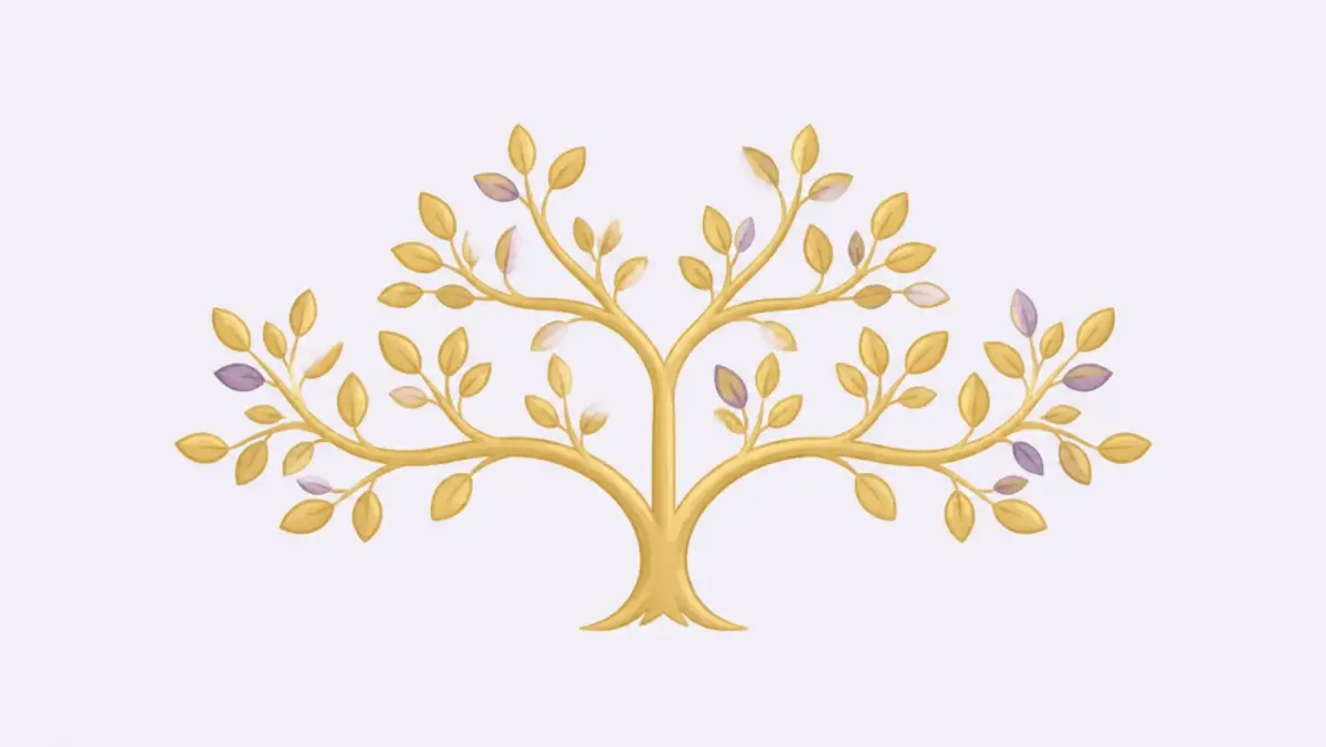 A gold family-tree motif representing marriage relationships