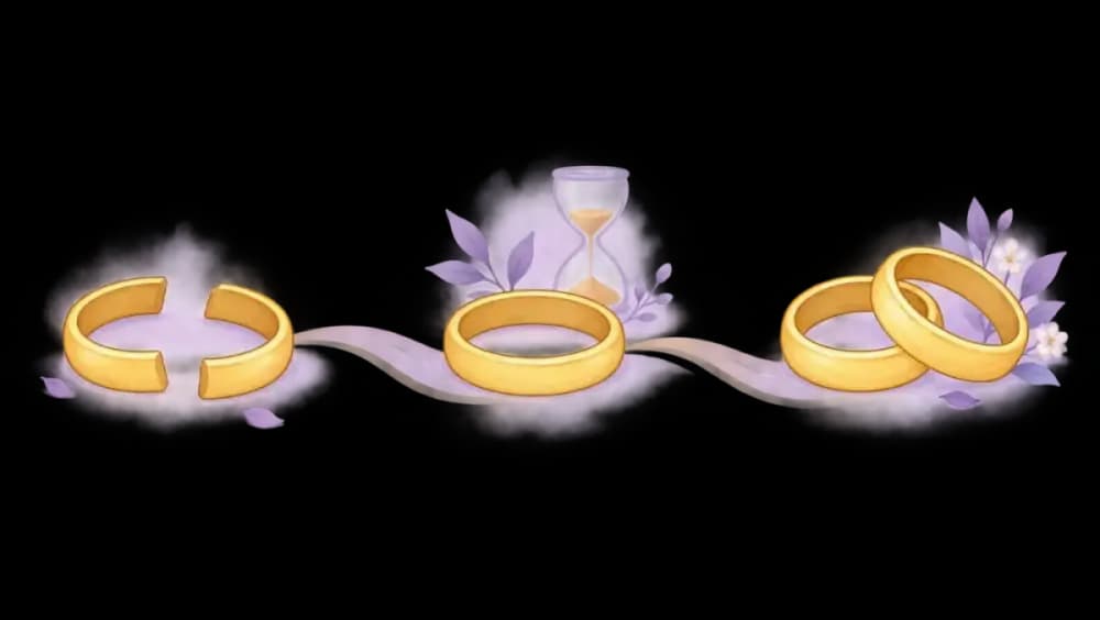 Three ring-shaped arcs arranged along a timeline