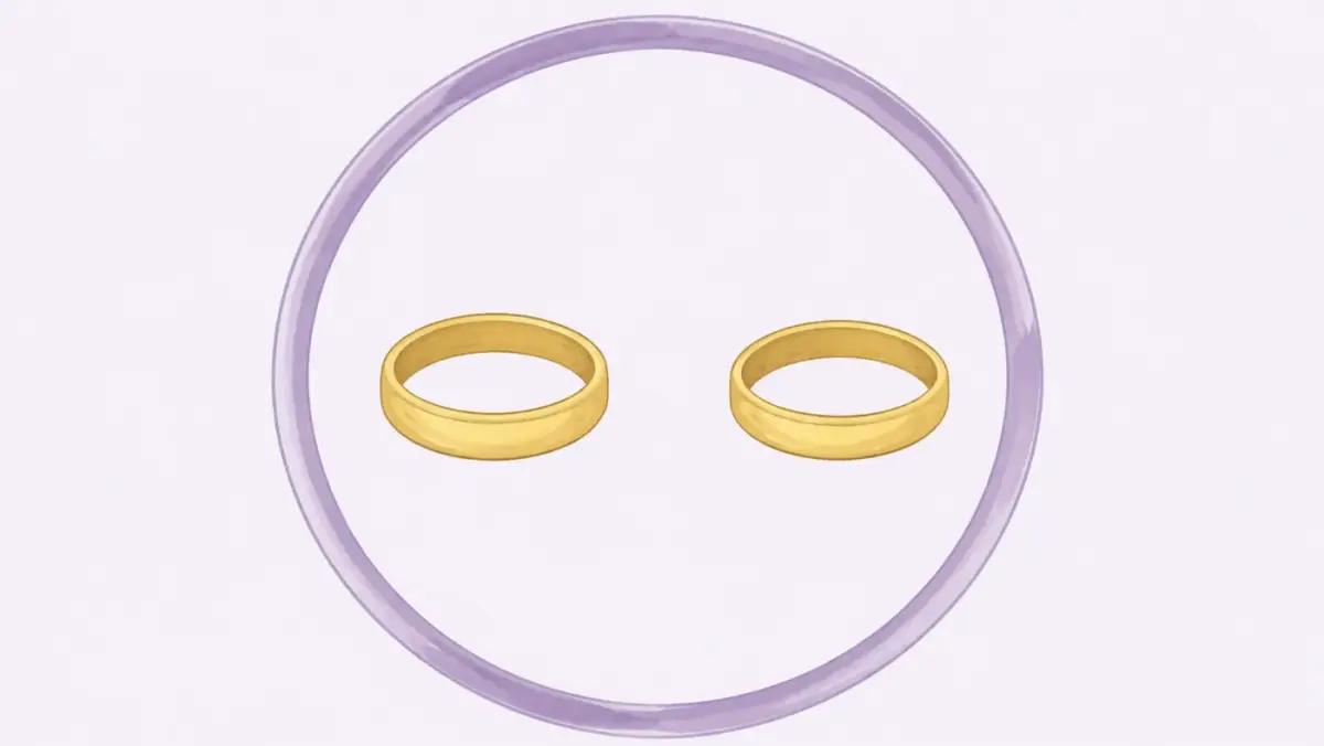 A circular boundary around two separated gold rings