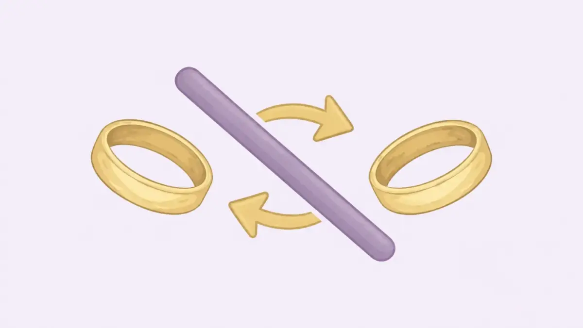 Exchange arrows between rings crossed by a prohibition bar
