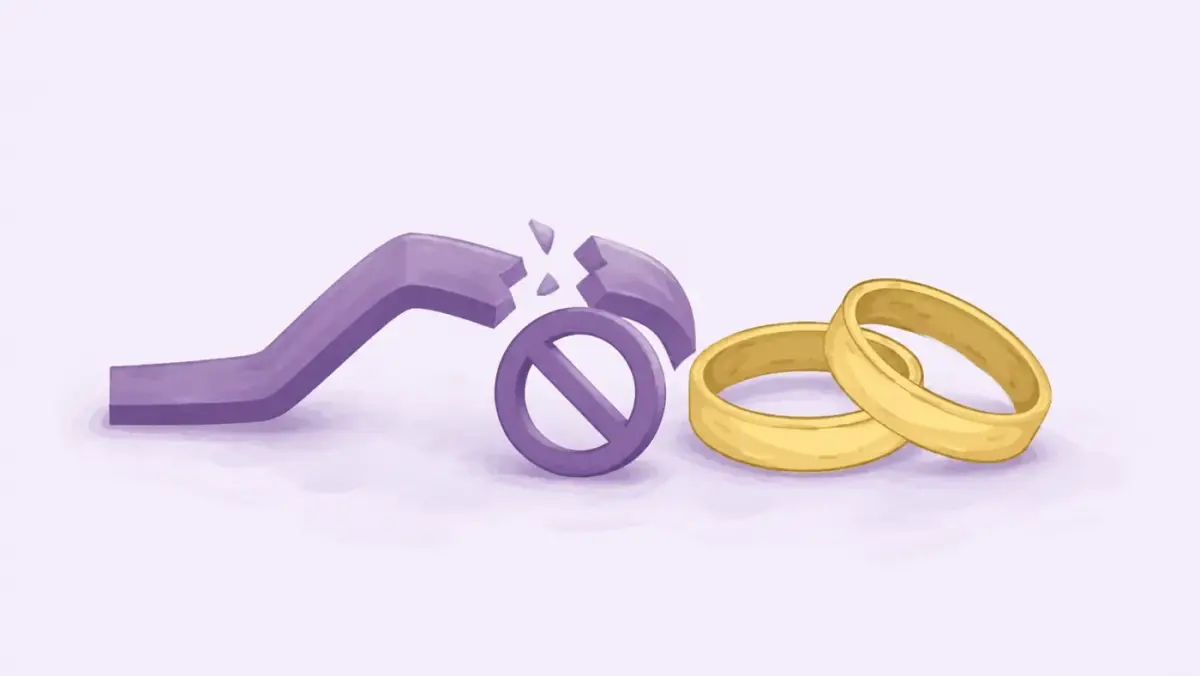 A blocked shortcut arrow before two gold rings