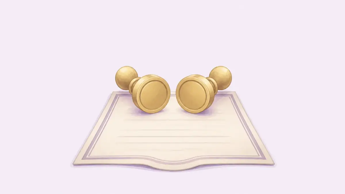 Two brass seals above one marriage document